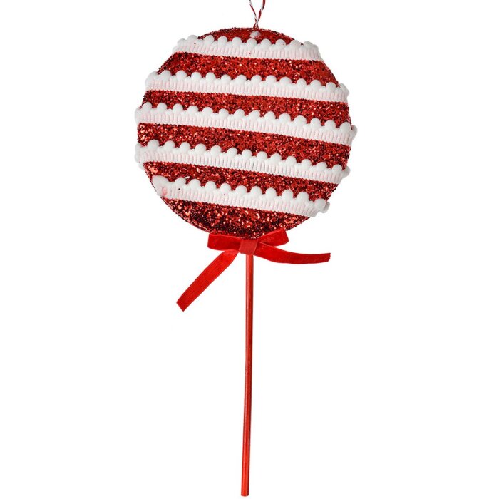 Clayre & Eef Vianočná dekorácia Lollipop červená biela 14x4x30 cm