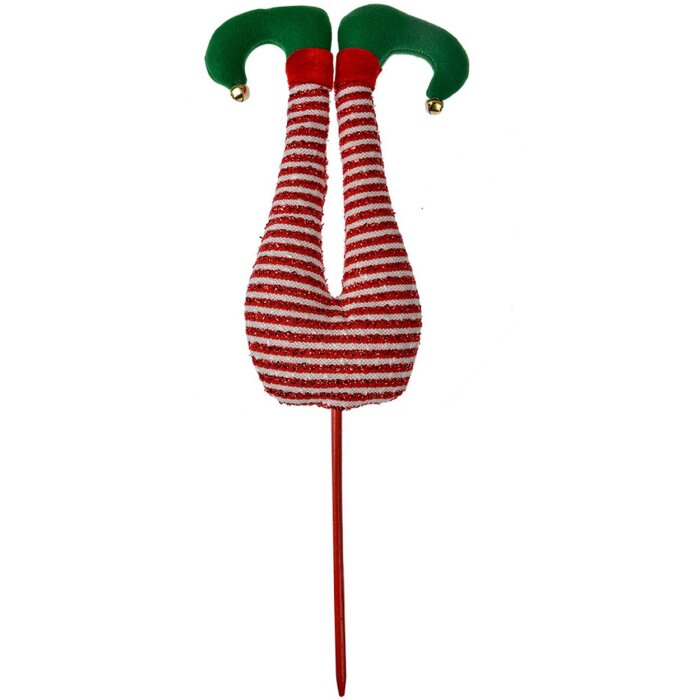 Clayre & Eef 66194 Vianočná dekorácia Elf Legs Red Green 19x4x52 cm