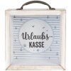 Clayre & Eef 65878 Pokladnička na peniaze biela 15x8x18 cm MDF sklo vo vidieckom štýle
