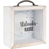Clayre & Eef 65878 Pokladnička na peniaze biela 15x8x18 cm MDF sklo vo vidieckom štýle