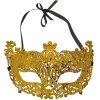 Clayre & Eef 66192 Maska zlatej farby 18x8x11 cm Polyesterová trblietavá maska Ball