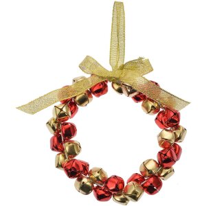 Clayre & Eef 66201 Dekorácia prívesok veniec červené zlato Ø 11x2 cm železo