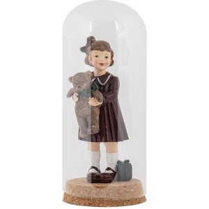 Clayre & Eef Sklenený zvon Ø 8x20 cm s korkovým podstavcom Priehľadné sklo