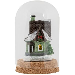 Clayre & Eef Sklenený zvon Ø8x12cm Transparentný s korkovou základňou Dekorácia