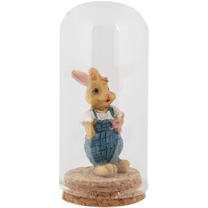 Clayre & Eef Sklenený zvonček Ø5x10cm Priehľadný s korkovým dnom Deco