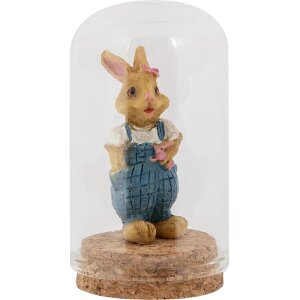 Clayre & Eef Sklenený zvonček Ø5x8cm Transparentný s korkovým podstavcom Dekoratívny zvonček