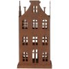 Clayre & Eef 6Y5775 Dekorácia Domček Sada 2 kovových dekorácií v hnedom vidieckom štýle 11x11x21cm