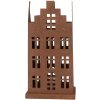 Clayre & Eef 6Y5775 Dekorácia Domček Sada 2 kovových dekorácií v hnedom vidieckom štýle 11x11x21cm