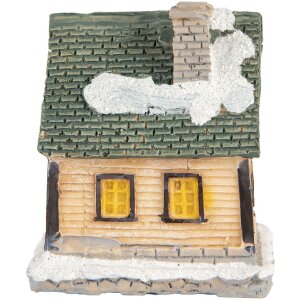 Clayre & Eef 6PR5735 Dekorácia domček LED béžová zelená 5x5x6 cm
