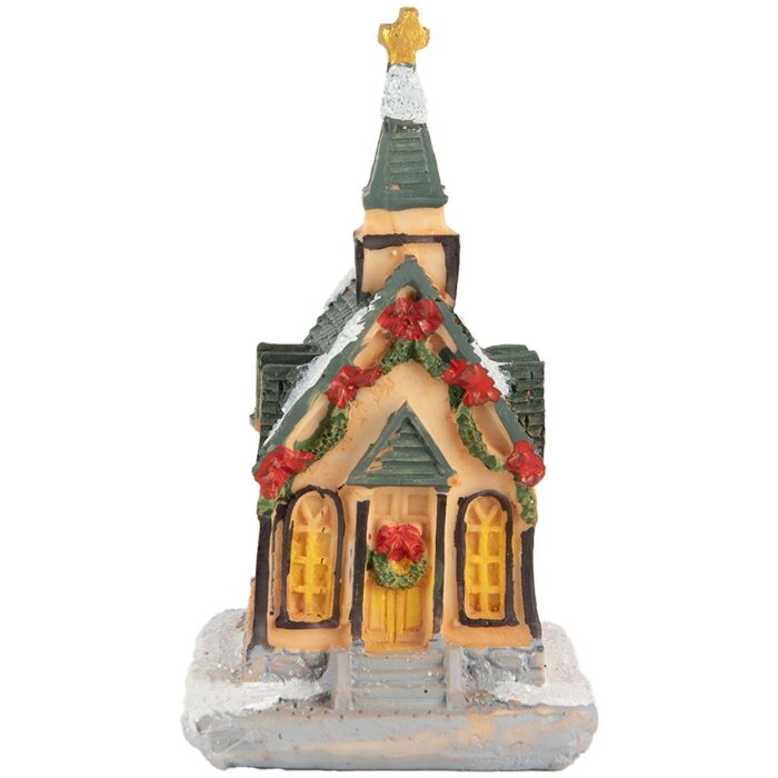 Clayre & Eef 6PR5736 Dekorácia Dom LED 6x5x9 cm Polyresin oranžovo zelená
