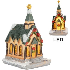 Clayre & Eef 6PR5736 Dekorácia Dom LED 6x5x9 cm Polyresin oranžovo zelená