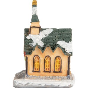 Clayre & Eef 6PR5736 Dekorácia Dom LED 6x5x9 cm Polyresin oranžovo zelená