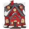 Clayre & Eef 6PR5739 Dekorácia Domček LED Červená sivá 6x5x7 cm Polyresin