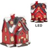 Clayre & Eef 6PR5739 Dekorácia Domček LED Červená sivá 6x5x7 cm Polyresin