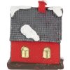 Clayre & Eef 6PR5739 Dekorácia Domček LED Červená sivá 6x5x7 cm Polyresin