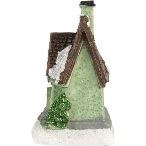 Clayre & Eef 6PR5740 Dekorácia Domček s LED diódou 5x5x8 cm Vianočná dekorácia z polyresinu