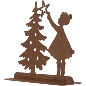 Clayre & Eef 6Y5780 Dekorácia Dieťa s vianočným stromčekom hnedá 14x5x14 cm