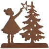 Clayre & Eef 6Y5780 Dekorácia Dieťa s vianočným stromčekom hnedá 14x5x14 cm