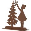 Clayre & Eef 6Y5780 Dekorácia Dieťa s vianočným stromčekom hnedá 14x5x14 cm