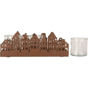 Clayre & Eef 6Y5783 Stojan na čajové sviečky Hnedý 30x9x11 cm Vidiecky štýl