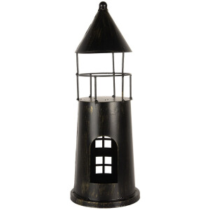 Clayre & Eef 6Y5790 Dekoračný maják Čierny Ø16x45 cm Kov Landhausstil