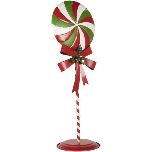 Clayre & Eef 6Y5635 Dekorácia Lollipop LED 36x29x100 cm Kovová červená zelená