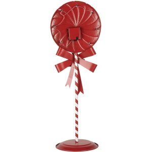 Clayre & Eef 6Y5635 Dekorácia Lollipop LED 36x29x100 cm Kovová červená zelená