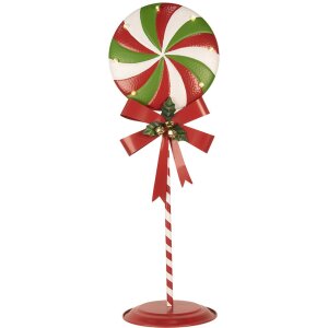 Clayre & Eef 6Y5635 Dekorácia Lollipop LED 36x29x100 cm Kovová červená zelená