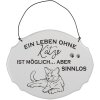 Clayre & Eef 6Y5685 Textový nápis Život bez mačky je možný biely 18x15 cm