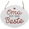Clayre & Eef 6Y5686 Textový nápis Babička je najlepšia bielo-červená 18x1x15 cm železo