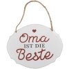Clayre & Eef 6Y5686 Textový nápis Babička je najlepšia bielo-červená 18x1x15 cm železo