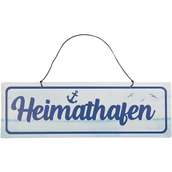 Clayre & Eef 6Y5691 Home Harbour Text Sign 30x1x10 cm Biela modrá železo