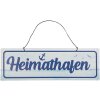 Clayre & Eef 6Y5691 Home Harbour Text Sign 30x1x10 cm Biela modrá železo
