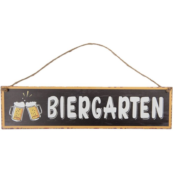 Clayre & Eef 6Y5693 Textový znak Pivná záhrada hnedá biela 40x1x10 cm Vintage Iron