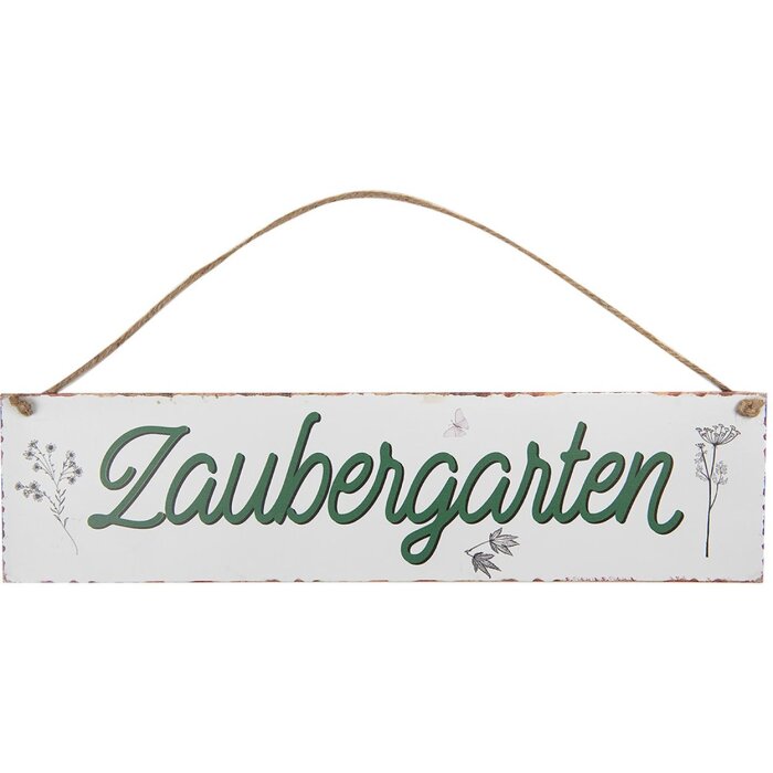 Clayre & Eef Text Sign Magic Garden Záhradná dekorácia Kovová biela 40x1x10 cm