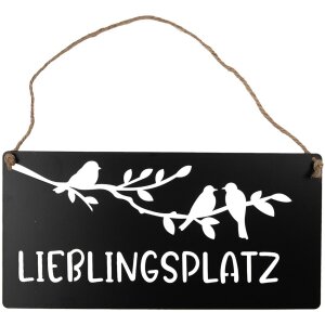 Clayre & Eef 6Y5697 Textový nápis obľúbené miesto čierna biela 30x1x15 cm železo