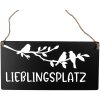 Clayre & Eef 6Y5697 Textový nápis obľúbené miesto čierna biela 30x1x15 cm železo