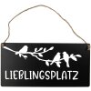 Clayre & Eef 6Y5697 Textový nápis obľúbené miesto čierna biela 30x1x15 cm železo