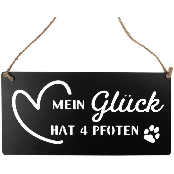 Clayre & Eef 6Y5698 Textový nápis Moje šťastie má 4 labky čierny 30x1x15 cm