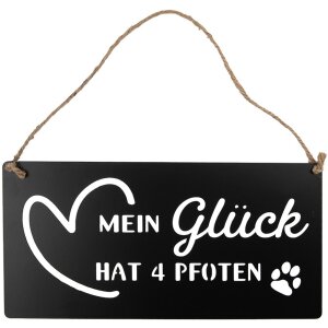 Clayre & Eef 6Y5698 Textový nápis Moje šťastie má 4 labky čierny 30x1x15 cm