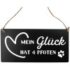 Clayre & Eef 6Y5698 Textový nápis Moje šťastie má 4 labky čierny 30x1x15 cm