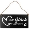 Clayre & Eef 6Y5698 Textový nápis Moje šťastie má 4 labky čierny 30x1x15 cm