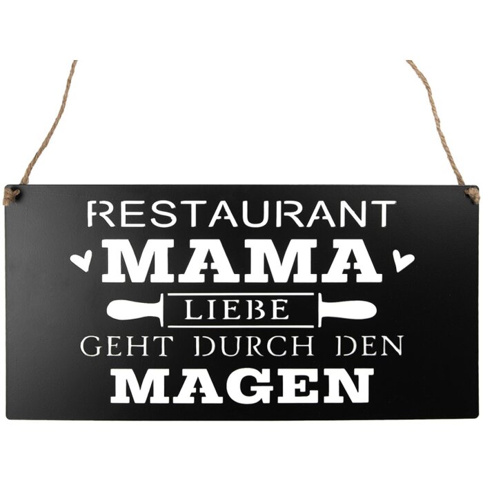 Clayre & Eef 6Y5699 Textový nápis Láska prechádza žalúdkom Čierna 40x1x20 cm