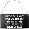 Clayre & Eef 6Y5699 Textový nápis Láska prechádza žalúdkom Čierna 40x1x20 cm
