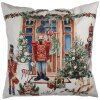 Clayre & Eef KT021.403 Obliečka na vankúš 45x45 cm Biela Červená Zelená Country Vianoce