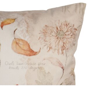 Clayre & Eef KT021.405 Obliečka na vankúš 45x45 cm Sova Béžová Hnedá Country štýl