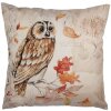 Clayre & Eef KT021.405 Obliečka na vankúš 45x45 cm Sova Béžová Hnedá Country štýl