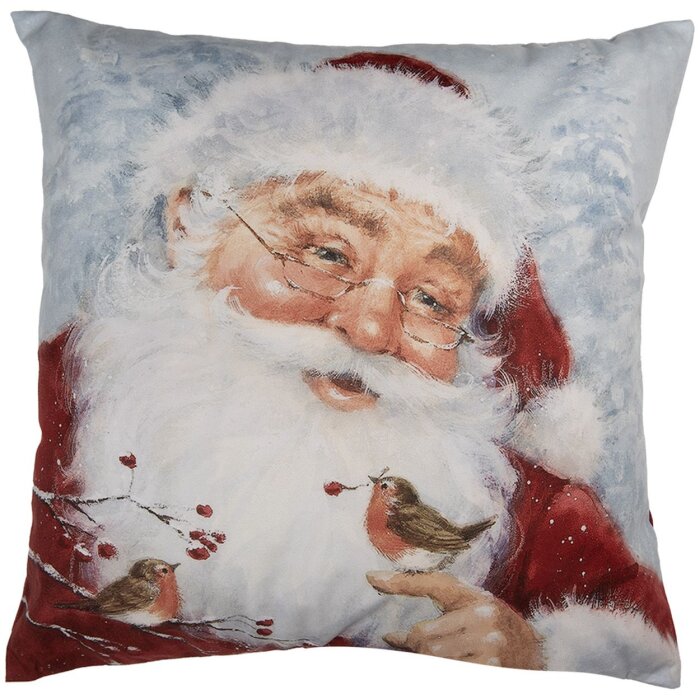 Clayre & Eef KT021.406 Obliečka na vankúš Vianočný dizajn Sivá červená 45x45 cm