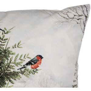Clayre & Eef KT021.407 Obliečka na vankúš 45x45 cm Bielo-zelená Zimný motív vo vidieckom štýle