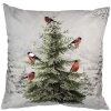 Clayre & Eef KT021.407 Obliečka na vankúš 45x45 cm Bielo-zelená Zimný motív vo vidieckom štýle